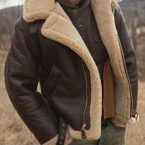 Men’s Aviator Flying B3 Shearling Faux Sheepskin Leather Bomber Jackets Casual Warm Winter Coats