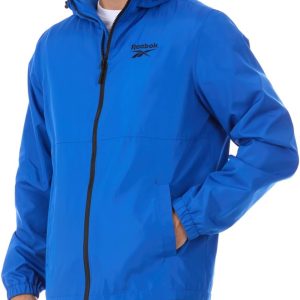 Reebok Rain Jacket Men with Hood, Windbreaker Men Lightweight Waterproof Jacket