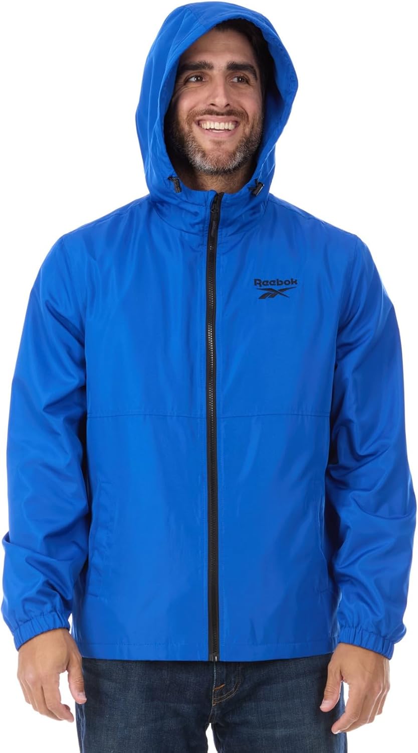 Reebok Rain Jacket Men with Hood, Windbreaker Men Lightweight Waterproof Jacket - Image 3